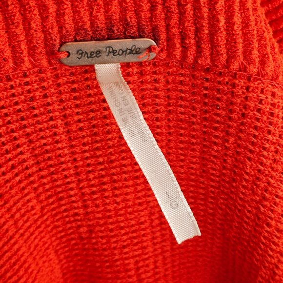Free People Red Orange Ottoman Sweater Sz L - Picture 6 of 10